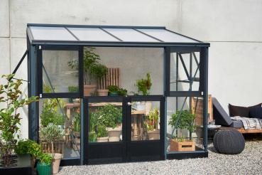 Preview: Gewächshaus Juliana Veranda 6,6 m² Anthrazit Schwarz 3mm Sicherheitsglas